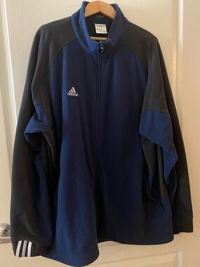 ADIDAS Men’s Full Zip Fleece Sweatshirt in Black & Blue - 2XL